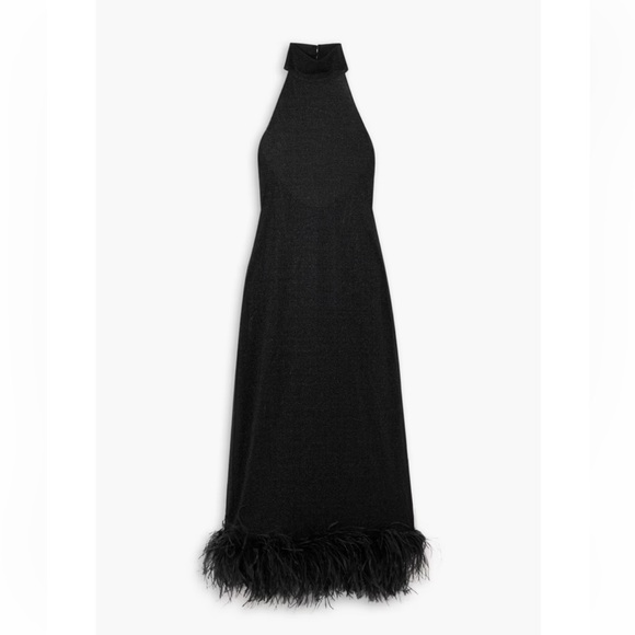 Oseree Black Backless Feather duster dresss - Picture 2 of 4